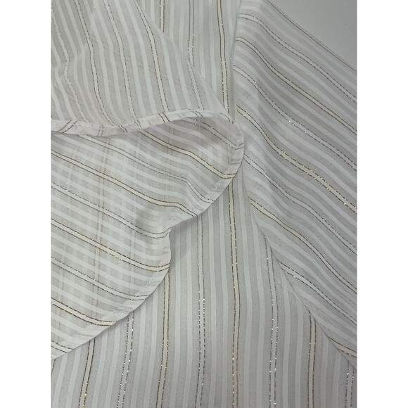 NWT Soft Surroundings Xenia Ruffle Top Sz Med White & Gold Metallic Thread Party - Picture 7 of 13